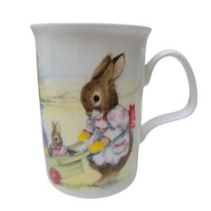 Roy Kirkham Bunny Tales Mug Bone China 1996‎ England Rabbit Gardening Vintage